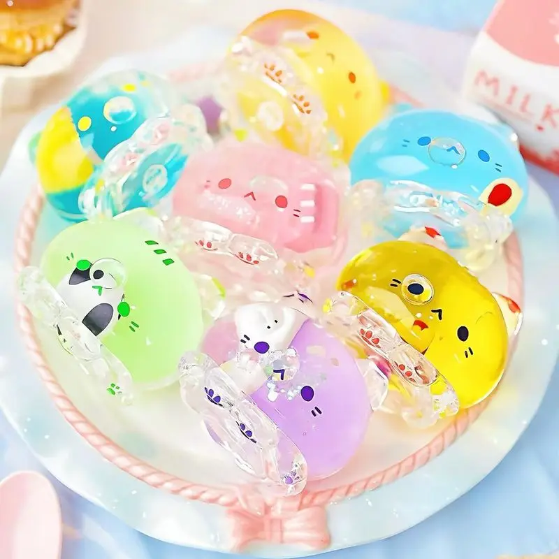 Authentic Octopus Meow Food Battle Series Blind Box Cute Transparent Cat Figurine Desktop Ornament Gift For Adult Collector