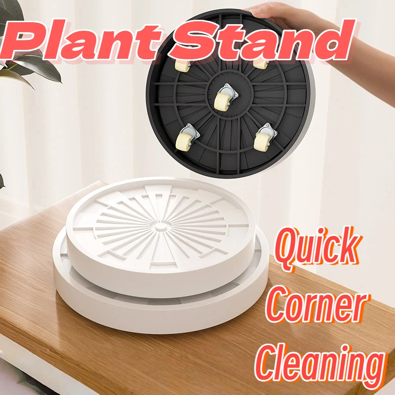 Thickened PP Plant Caddy with 360 Universal Wheels, Round Rolling Flower Pot Base Tray for Heavy Planter, Black White