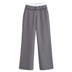 Zach Ailsa 2024 Spring New Product Women's Commuter Collection Decorative Curled Flat Corner Underpants Style Pants