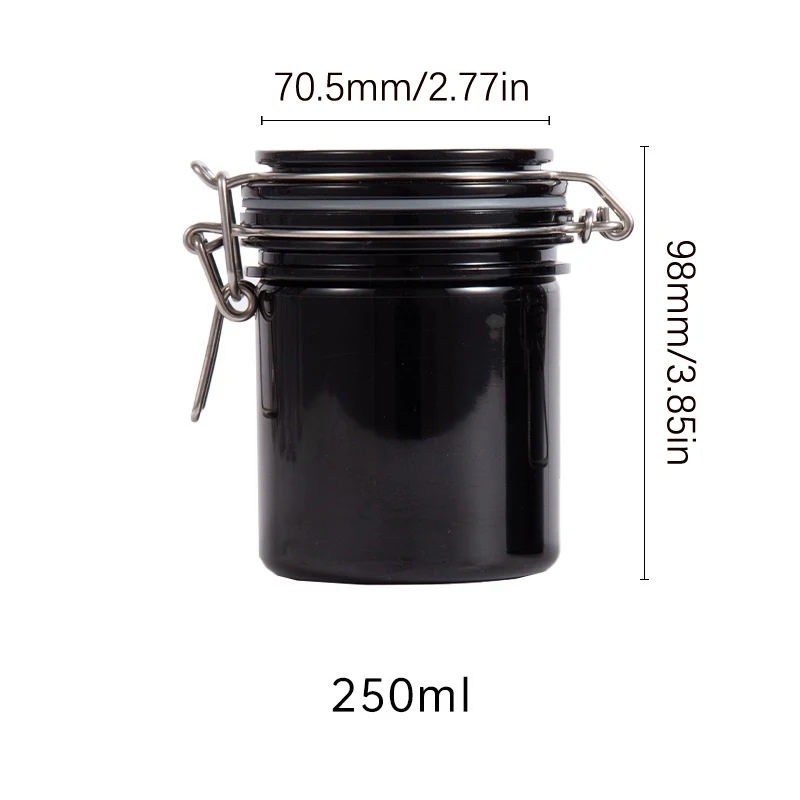 250ML Round Black Plastic Sealed Jars Bath Salt Bottle Cosmetic Seal Bottle Eyelash Glue Storage Tank