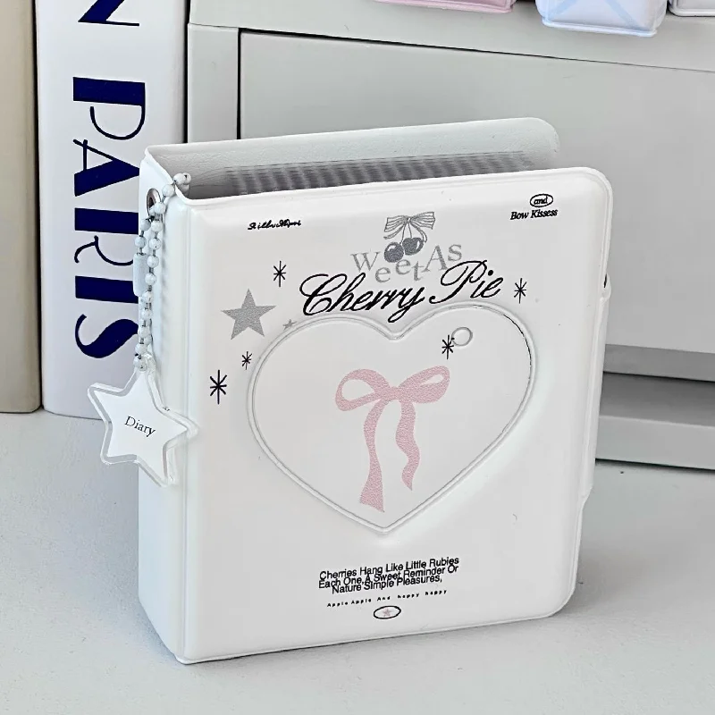 Heart-Shaped Bow Single-Grid Card Holder for 3-Inch Instant Photos, Star-Chasing Mini Card Storage Album album sheet holder