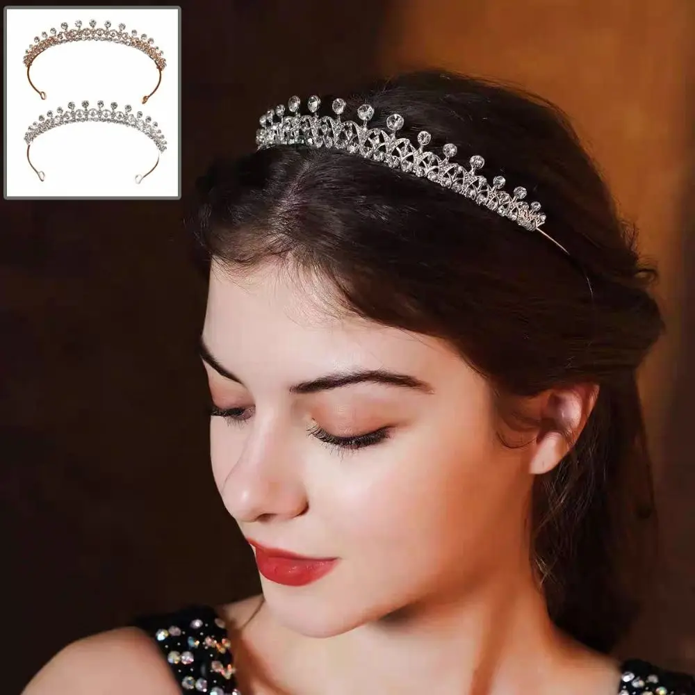 الإكليل الشعر مجوهرات كريستال الزفاف تاج الزركون أنيقة الزفاف الشعر مجوهرات سباركلي الفاخرة الأميرة تيارا الفتيات #1