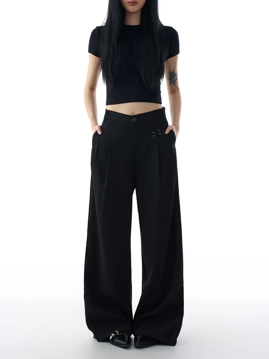 

Bla American Sle Cleanfit Women's Wide Leg Pants Autumn Casual Loose Fit Suit Trousers High Waist Straight Cut Pants