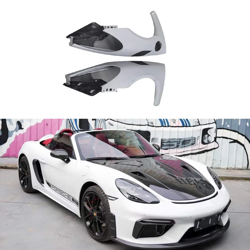 For Porsche 718 High-quality GT4 RS Style Dry Carbon Fiber Fender Mudguard Front Bumper Car Accessories Body Kits Trim