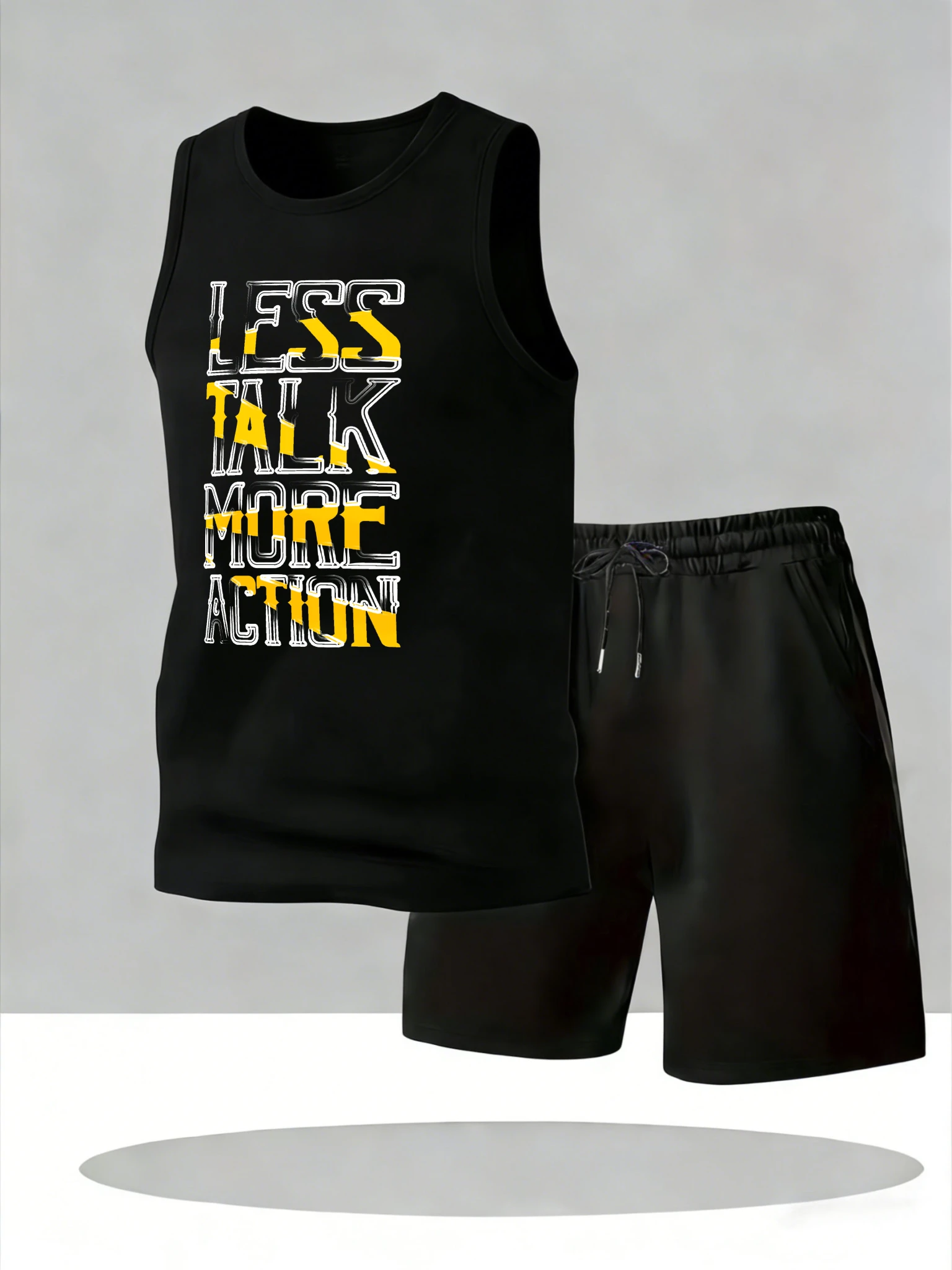 

Men's Tank Top Sets 2026 Summer Quick drying Breathable crewneck 2 piece set seaside oversize sports clothing set beach