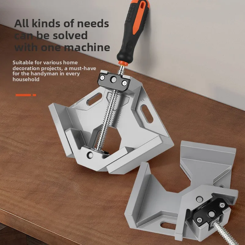 90 Degree Right Angle Woodworking Clamp Single Handle Aluminum Alloy Corner Fixer Multifunctional Wood Positioning Locator Tool