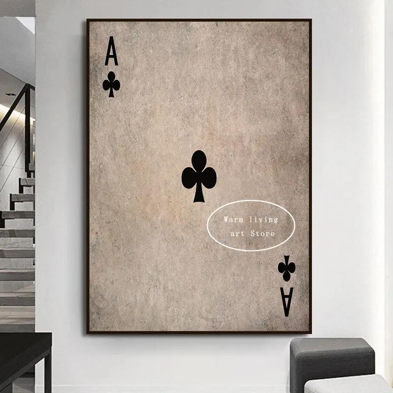 Vintage Ace of Spades Poker Poster Jack Queen and King Playing Cards Art Canvas Painting Print Picture Living Room Home Decor