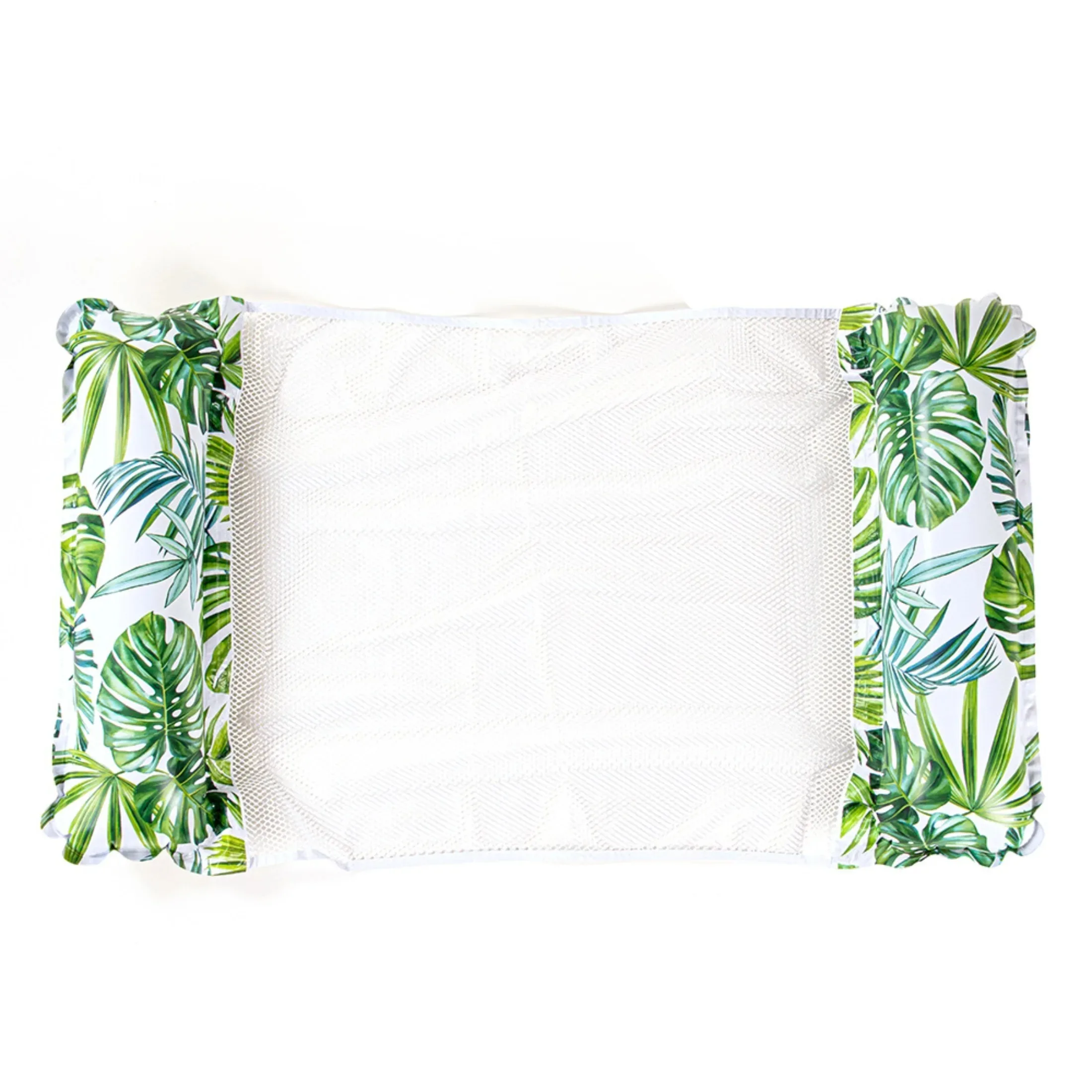 2-Röhren Grünes Blatt Aufblasbare Schwimminsel, Dicke Tropische Liege, Einzelpersonen-Pool-Hängematte zur Wasserentspannung