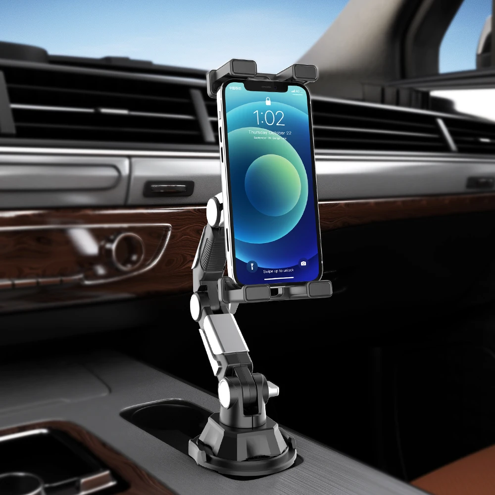 

Dashboard Windshield Car Phone Holder Mount - Extended Reach Suction Cup for Secure & Hands-Free Navigation