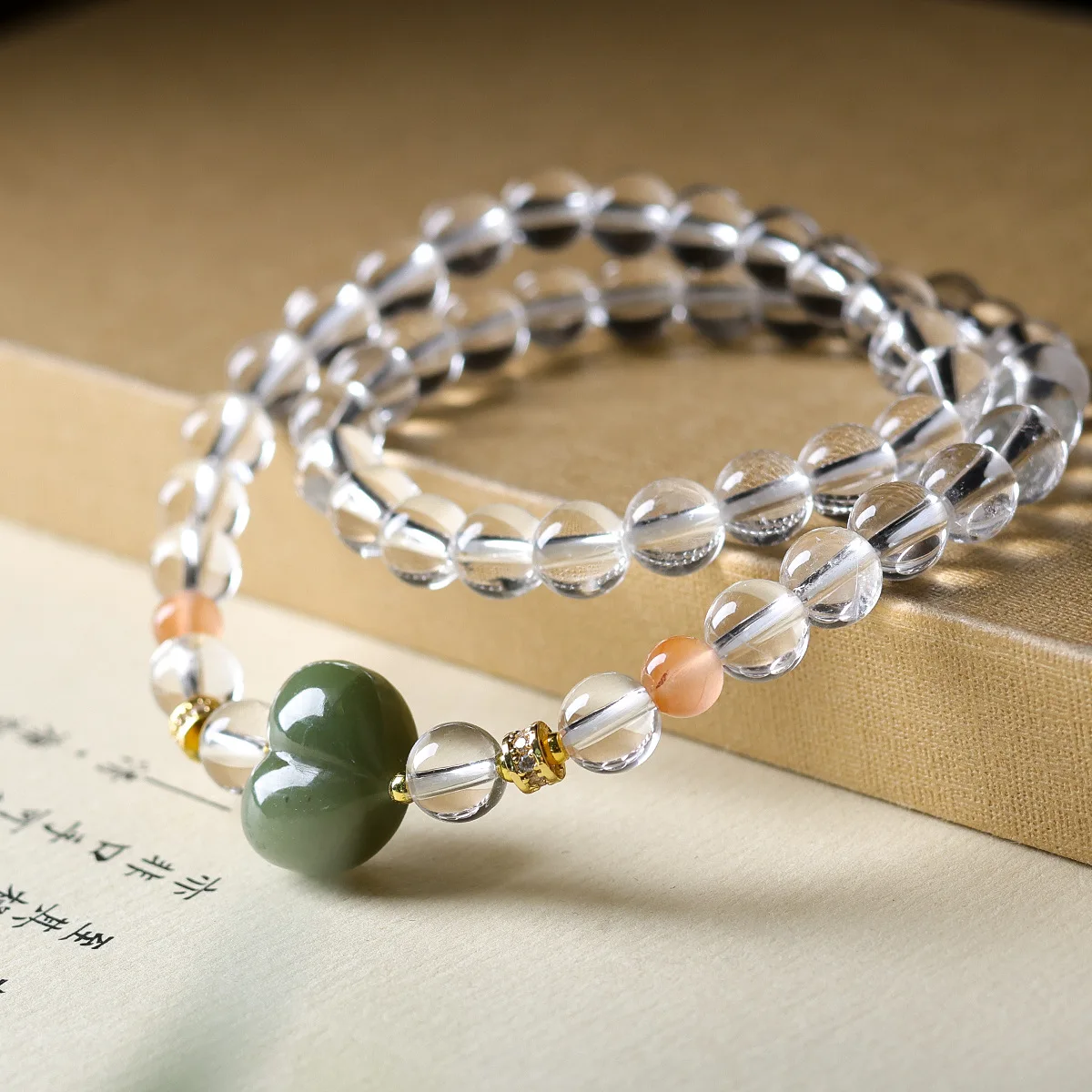 

Natural White Crystal Double Loop Bracelet Wen Play Hotan Jade Fare Peach South Red Agate Bracelet