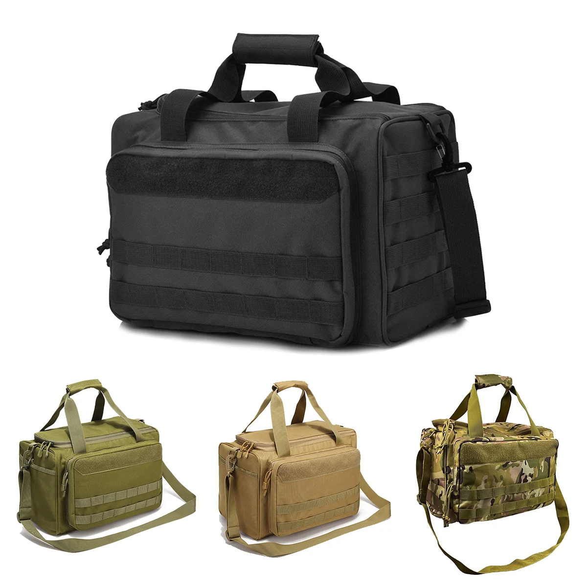 Waterproof Oxford Tactical Range Bag Adjustable Divider MOLLE Design Shooting Hunting Camping Hiking Large Handbag
