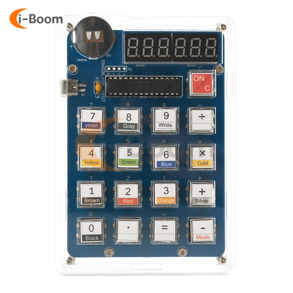Kalkulator 6 Digit Kit DIY Kalkulator Resistansi Cincin Warna Tampilan LED Modul Latihan Penyolderan Percobaan Pengajaran Elektronik