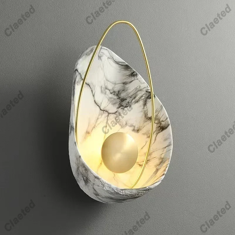 

Creative Shell Pearl LED Resin Wall Lamp Living Room Bedroom Bathroom Staircase Hotel Bedside Corridor Indoor Lighting