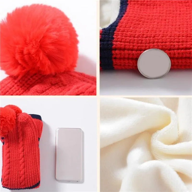 Gorro tejido para niños, bufanda de dos piezas con capucha, novedad de Otoño Invierno 2021, gorros con orejas de oso simples y bonitos, bufanda gruesa para el cuello con pelusa que mantiene el calor