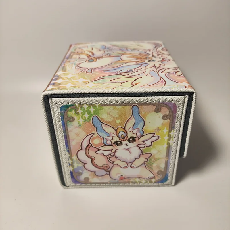 Yu Gi Oh Card Box Purrely Diy Self Made Anime Game Ocg Tcg Ptcg Trading Card Storage Box Pu Leather Collection Box 100+