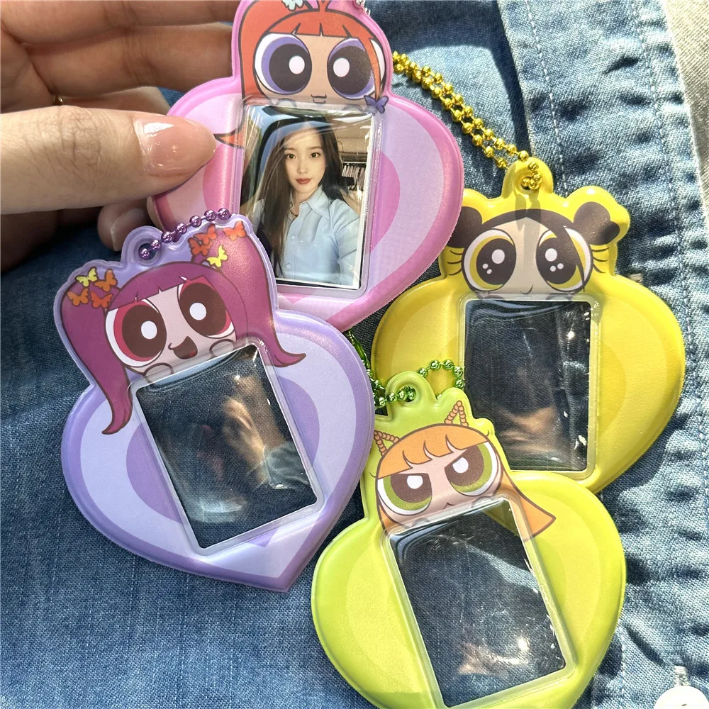 الكرتون أنيمي Powerpuff الفتيات العادية مفتاح أداة كابينة تصوير الغطاء الواقي على ظهره قلادة المعبود صور تلميذ الملحقات هدية