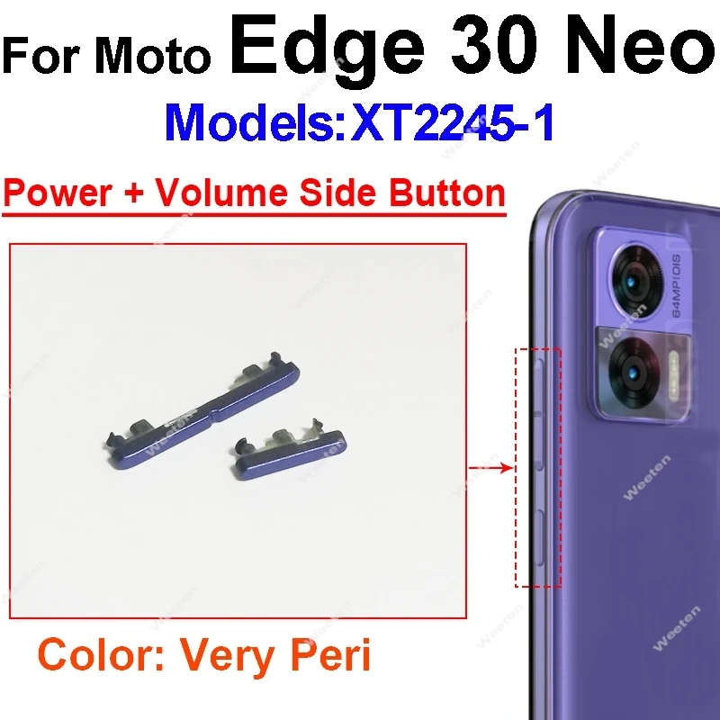 Pulsante del Volume di alimentazione per Motorola MOTO Edge 30 Neo Edge 30Neo On OFF Volume di alimentazione chiave laterale Flex Cable Parts