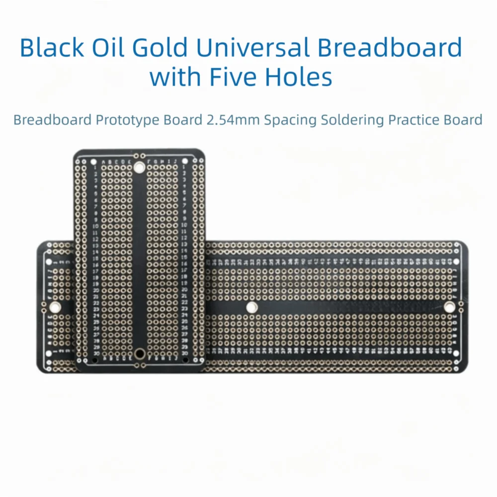2.54 Spacing Permanent Breadboard Five-hole Universal Solder PCB Prototype Board Black Gold-plated Welding Practice Board