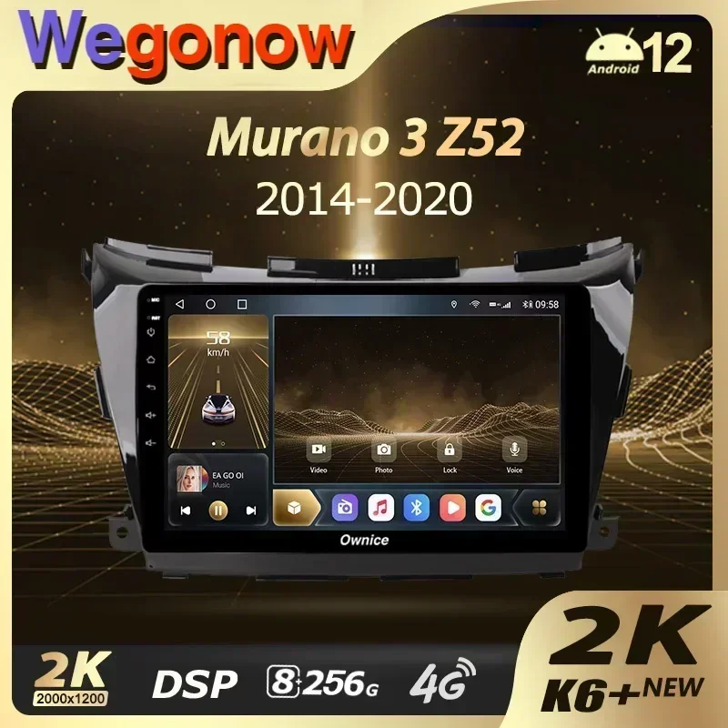 Ownice K6+ 2K 10.36 for Nissan Murano 3 Z52 2014 - 2020 Car Radio Multimedia Video Player Navi Stereo GPS Android 12 No 2din DVD