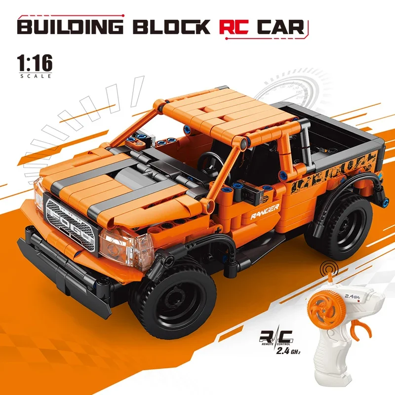 

439pcs RC Car DIY Orange Off road vehicle Speed Building Blocks Car Toy Assembly Technic Brick Model for Kids boys Birthday Gift