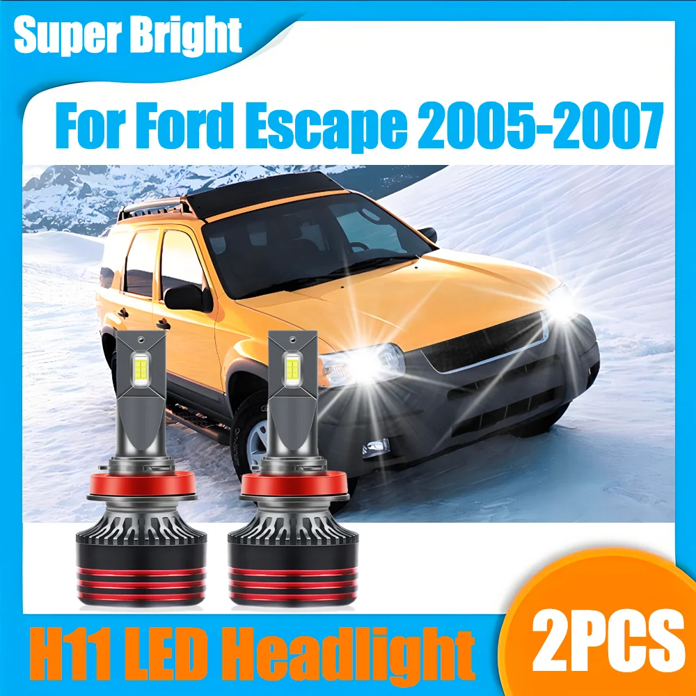 

2PCS H11 H8 H9 led headlight 130W High Power Car Headlight 6000K White Auto Lamp 12V 24V Plug and Play For Ford Escape 2005-2007