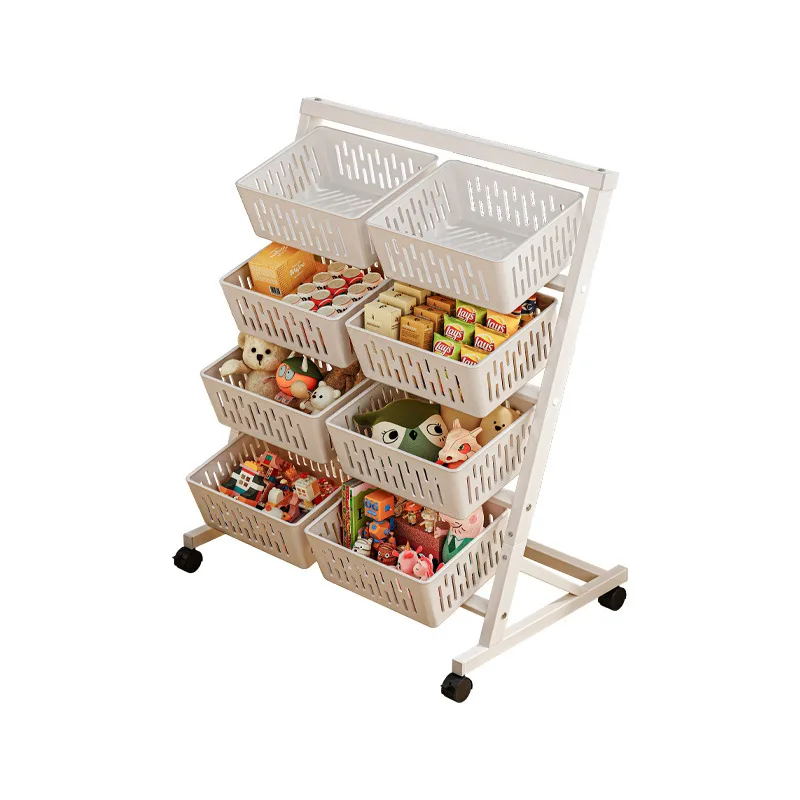 

Floor-to-ceiling multi-layer household trolley Snack storage basket Fruit and vegetable rack Storage rack