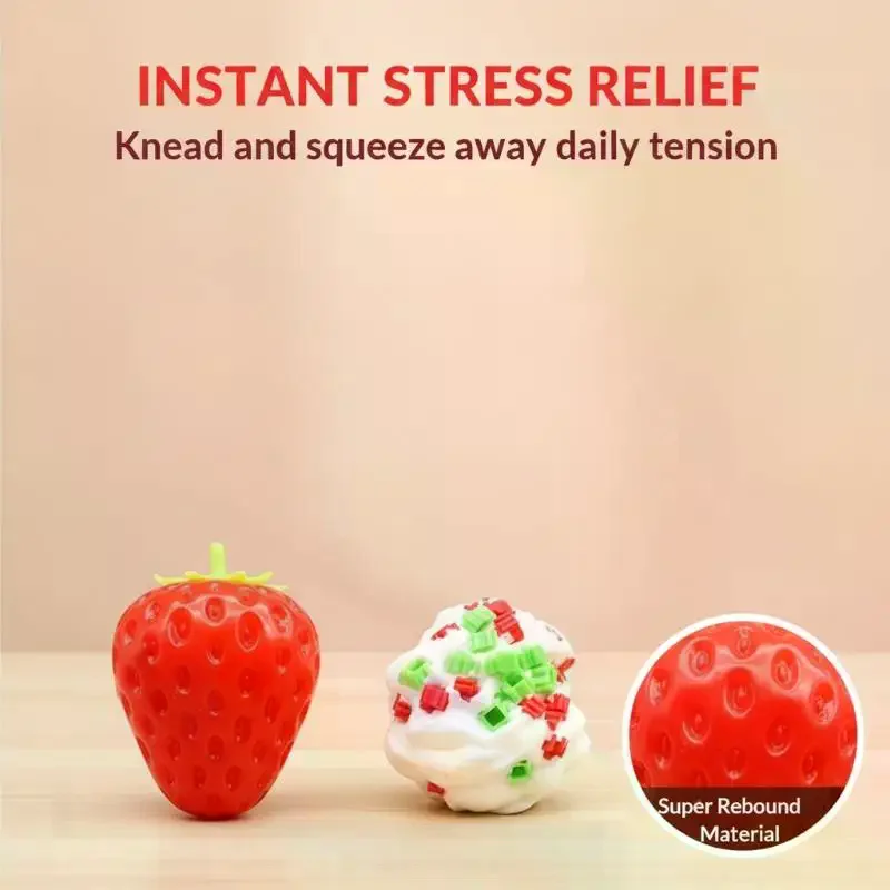Strawberry Crunch Toy Shapeable Stress Ball Block Filling Slow Rebound Squeeze Toy ASMR Friction Noise Anti Anxiety Gift