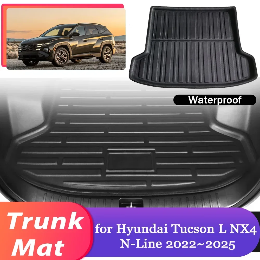 Car Trunk Mat for Hyundai Tucson L NX4 N-Line 2022~2025 2023 Luggage Waterproof Rug Cargo Boot Pad Liner Carpet Cover Accessorie