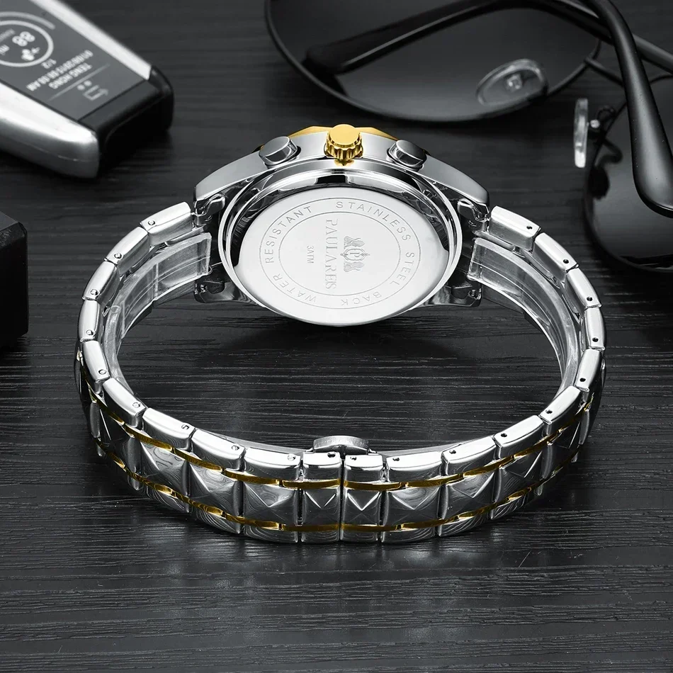 Orologi di lusso per uomo cronografo luminoso oro blu cielo stellato quarzo Casual a forma di diamante lunetta in acciaio inossidabile Reloj Hombre