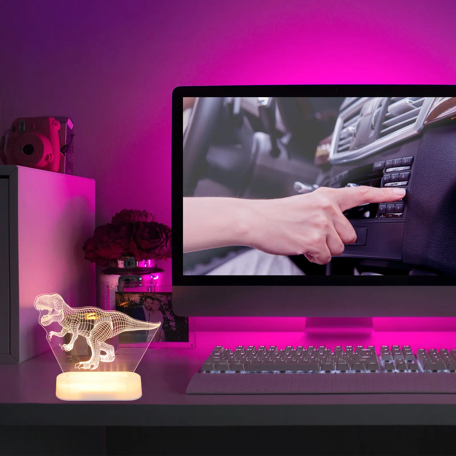 

Ночник-динозавр 3D LED, портативная прикроватная лампа, мягкий свет для спальни и детской, декор для спальни, аксессуары для спальни с динозаврами