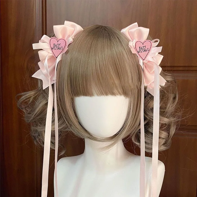 Women's Sweet Cool Harajuku Punk Headwear Lolita Hair Clip Accessories Girls Bow Tassel  Y2K Gothic Hairpins