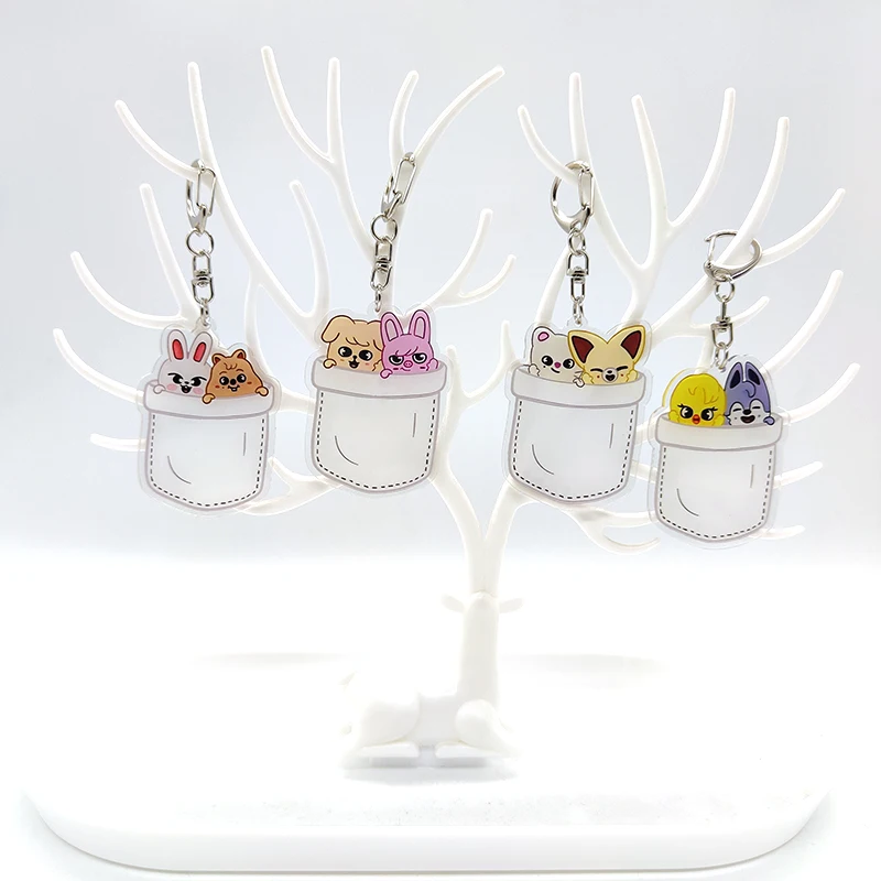 4 قطعة/المجموعة KPOP الاكريليك سلاسل المفاتيح اكسسوارات لطيف حقيبة قلادة للهدايا المشجعين