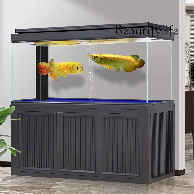 

New ultra-white glass fish tank living room household large screen partition aluminum alloy bottom filter aquarium