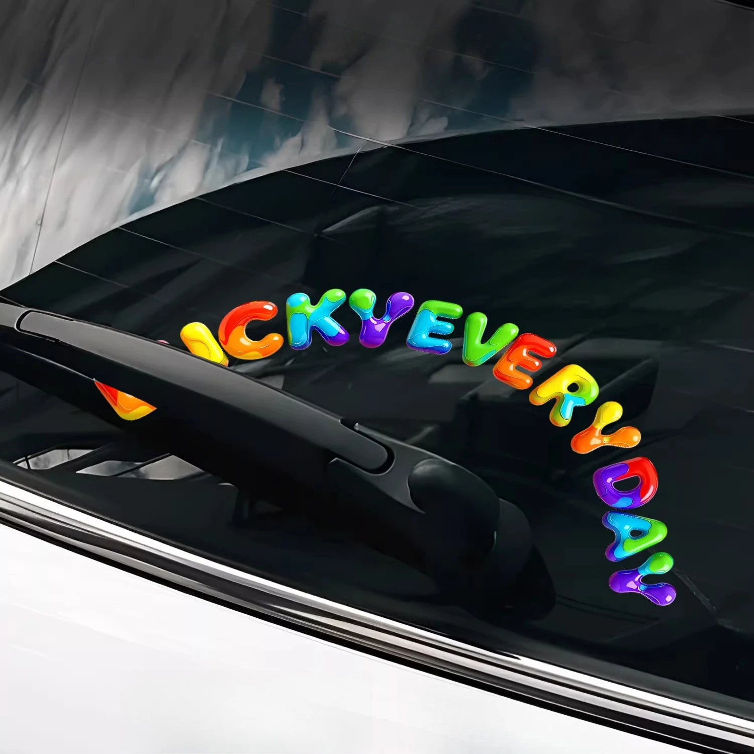 1Pc Dopamine Rainbow Letter Car Sticker Waterproof Vinyl Decal for Auto Window Windshield Unique Decor for Car Enthusiasts