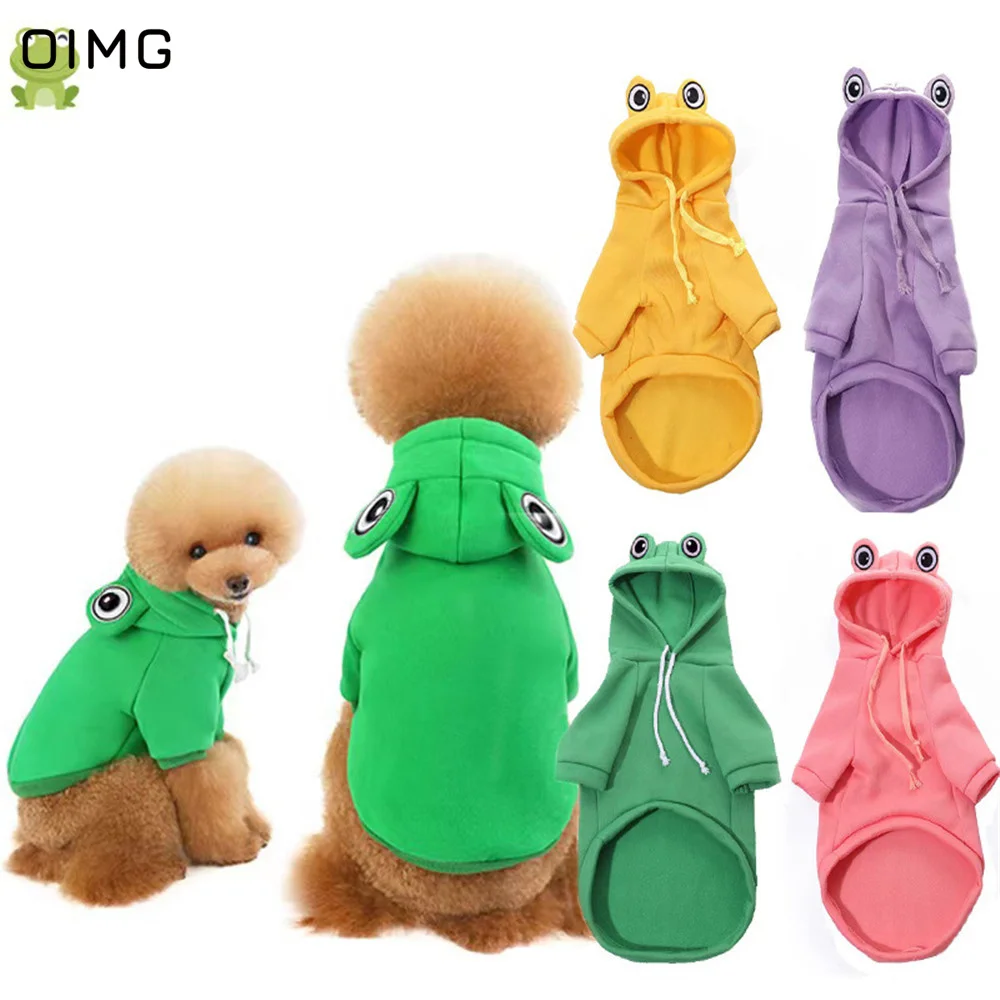 

OIMG Frog Cosplay Dogs Costume Hoodies Sweatshirt For Pets Winter Small Dogs Clothes Pomeranian Chihuahua Cute Puppy Clothing