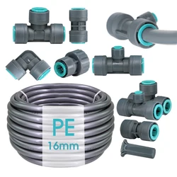 OD-16mm PE Hose Irrigation Connector Watering Tubing Joints Garden Drip System Fittings Tee Straight Elbow Pipe Repair Adaptee