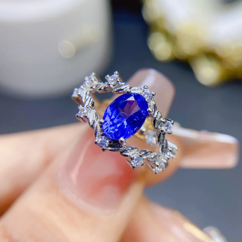 Natural Tanzanite Rings for women silver 925 jewelry luxury gem stones 18k gold plated free shiping items