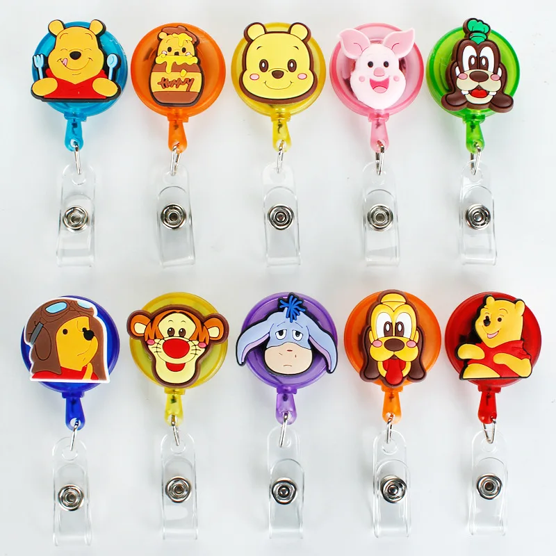 Winnie the Pooh Piglet Goofy ID Card Holder Scalable Toggle Clip Employee Card Doctor Nurse Chest Card Student Bus Card Holder