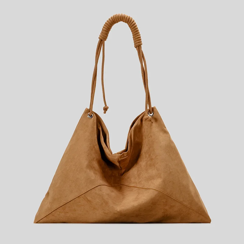 

Vintage Large Capacity Faux Suede Tote Bag 2025 Autumn and Winter New Women Shoulder Bags Quality Lady Handbags