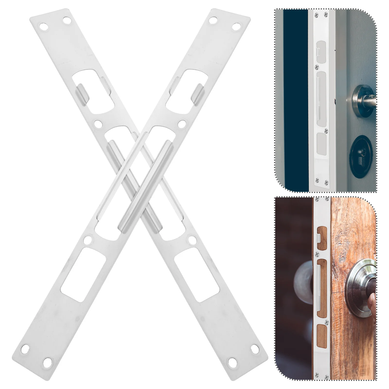 

2Pcs Metal Door Plate Stainless Steel Strike Plate for Door Frame Repair Kit Reinforced Security Easy Installation