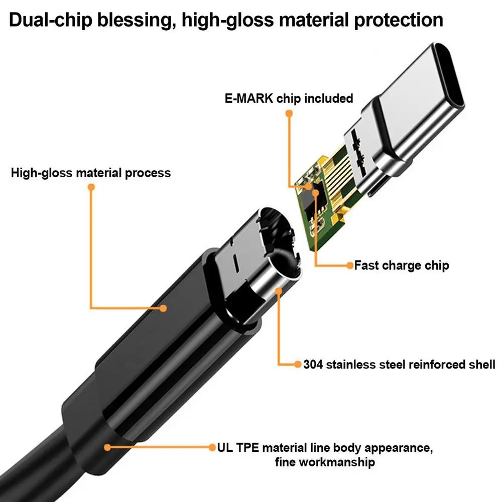 65w 90w Laptop 100W Type-C PD Charger USB-C to USB Slim Square Tip Cable Power Cord For Lenovo Yoga 2 Pro 13 Thinkpad