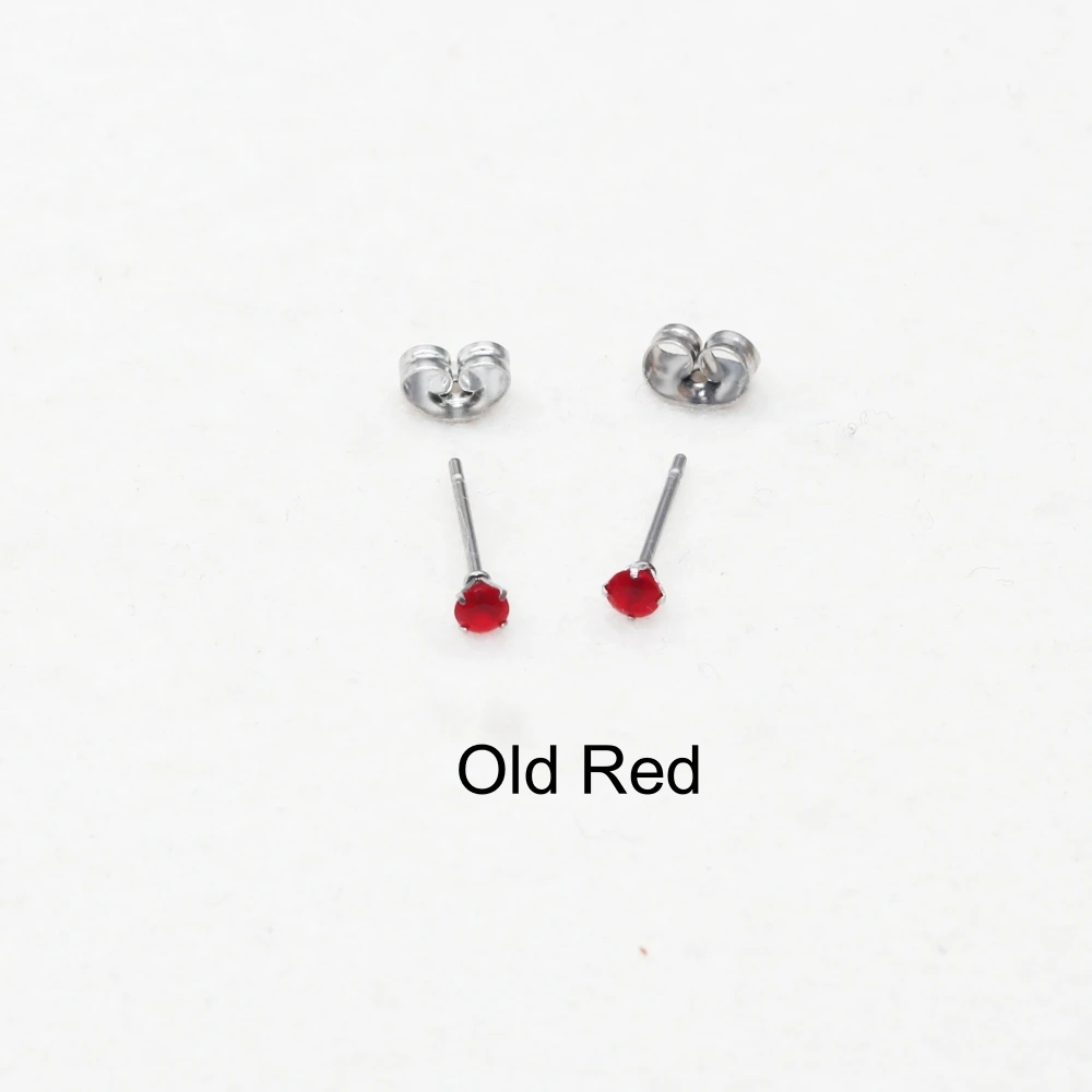 3 mm AAA runde, farbenfrohe Zirkonia-Ohrstecker mit Edelstahlnadel, Vintage-Schmuck, 20 Farben zur Auswahl, antiallergisch. – Detail 6