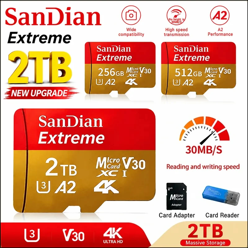 

2026 1TB Micro TF/SD Card Memory Card 128GB 256GB Mini Memory Card Class10 For Camera/Phone/Drone