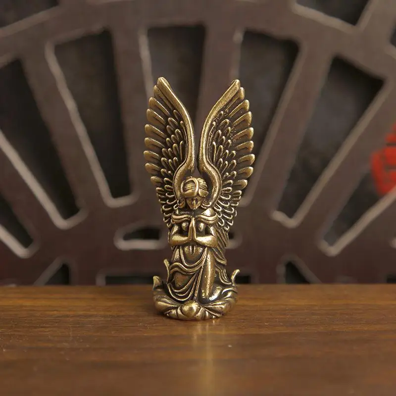 Goddess Angel Figure Home Decor Guardian Angel Statue Decoration Retro Home Decor Desktop Tea Pet Craftwork Bronze Ornament