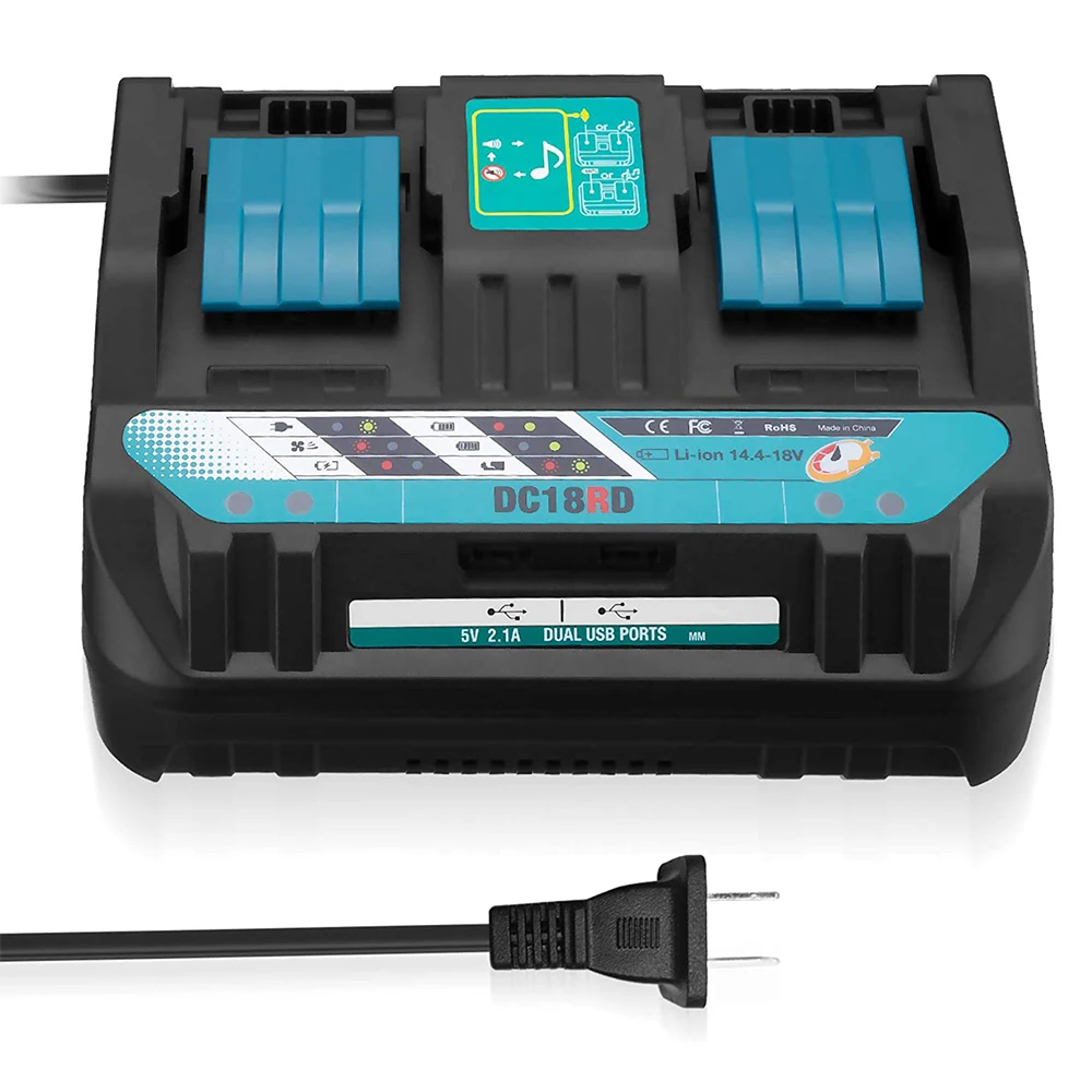 Newest Double Li-ion Battery Charger 4A Charging Current for Makita 14.4V 18V BL1830 Bl1430 DC18RC DC18RA fast charging