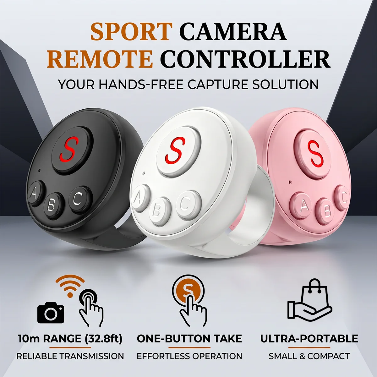 10M Bluetooth Camera Ring Shutter Remote One Button Capture Portable Hands-Free Selfie Controller Mobile Phone