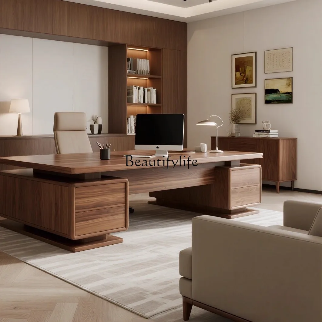 مكتب مكتب طاولة من خشب الجوز الأسود الصيني الجديد #4