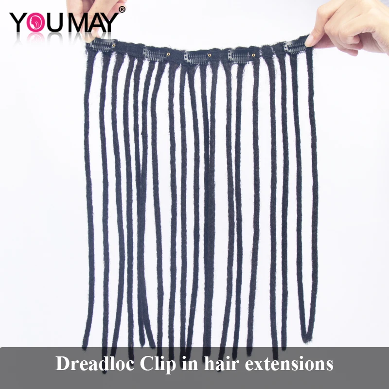 Dreadloc-extensiones de cabello humano Afro, Clip trenzado de 40 piezas, extensión de cabello con trenzas de ganchillo, Youmay