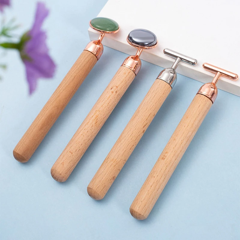 Face Massager Jade Roller Thorn Massage Wooden Handle For Facial Gouache Skin Lifting Body Slimming Skin Care Tools Gua Sha