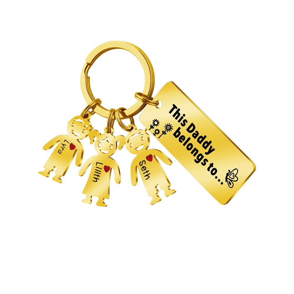 Benutzerdefinierte Familie Namen Keychain Dieses Papa Gehört zu Keychain Personalisierte Vatertag Geschenk – Detail 6